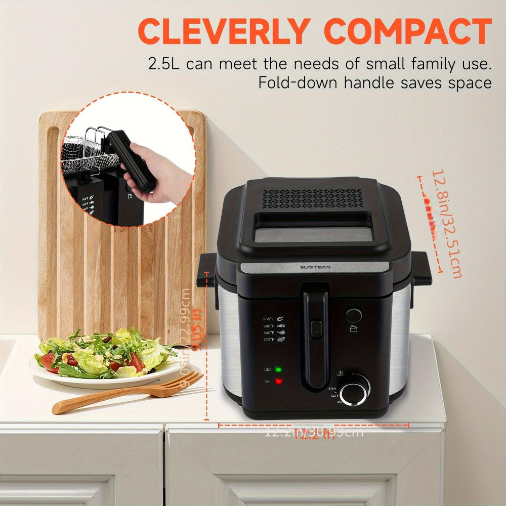 Deep Fryer 1500W Electric ¨C Non-Stick Stainless Steel Frying Pot with Adjustable Temperature Control & Frying Basket, 1.5L / 2.5L / 3L / 5L / 6L Capacity for Home Kitchen