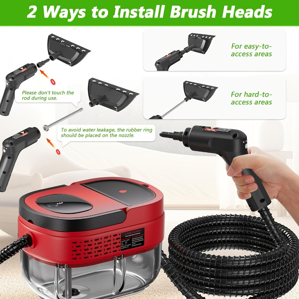 Handheld Steam Cleaner 1500W High Pressure 54.1oz Tank 3-Level Adjustable Portable Steamer for Home Car Furniture Tile Grout Bed Bugs Bathroom Kitchen Floor Upholstery