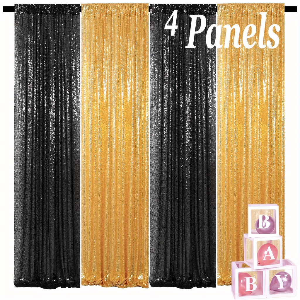 Sequin Backdrop Curtain 4 Panels 2FTx8FT ¨C Shimmer Glitter Background for Wedding Party Photo Booth Decoration
