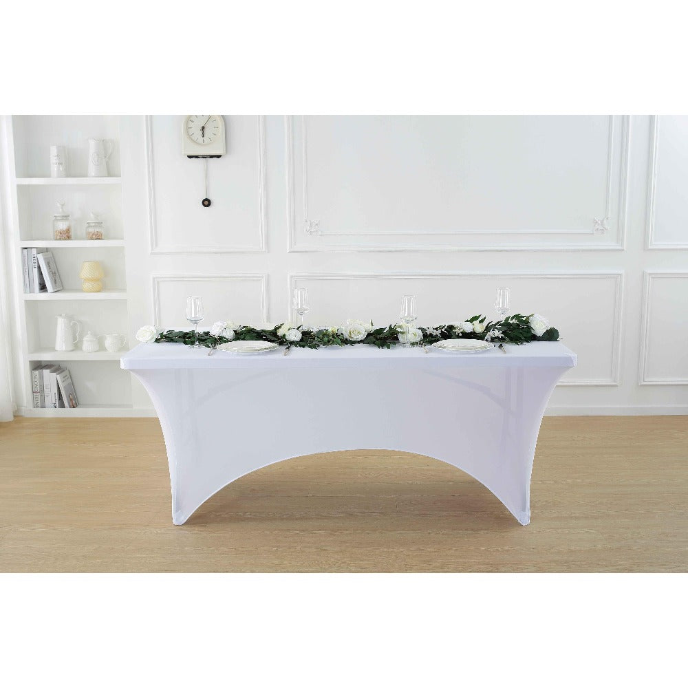 Spandex Tablecloth Stretch Table Cover Fitted Rectangle Table Cloth for Wedding Party Event 3/5pcs White Black