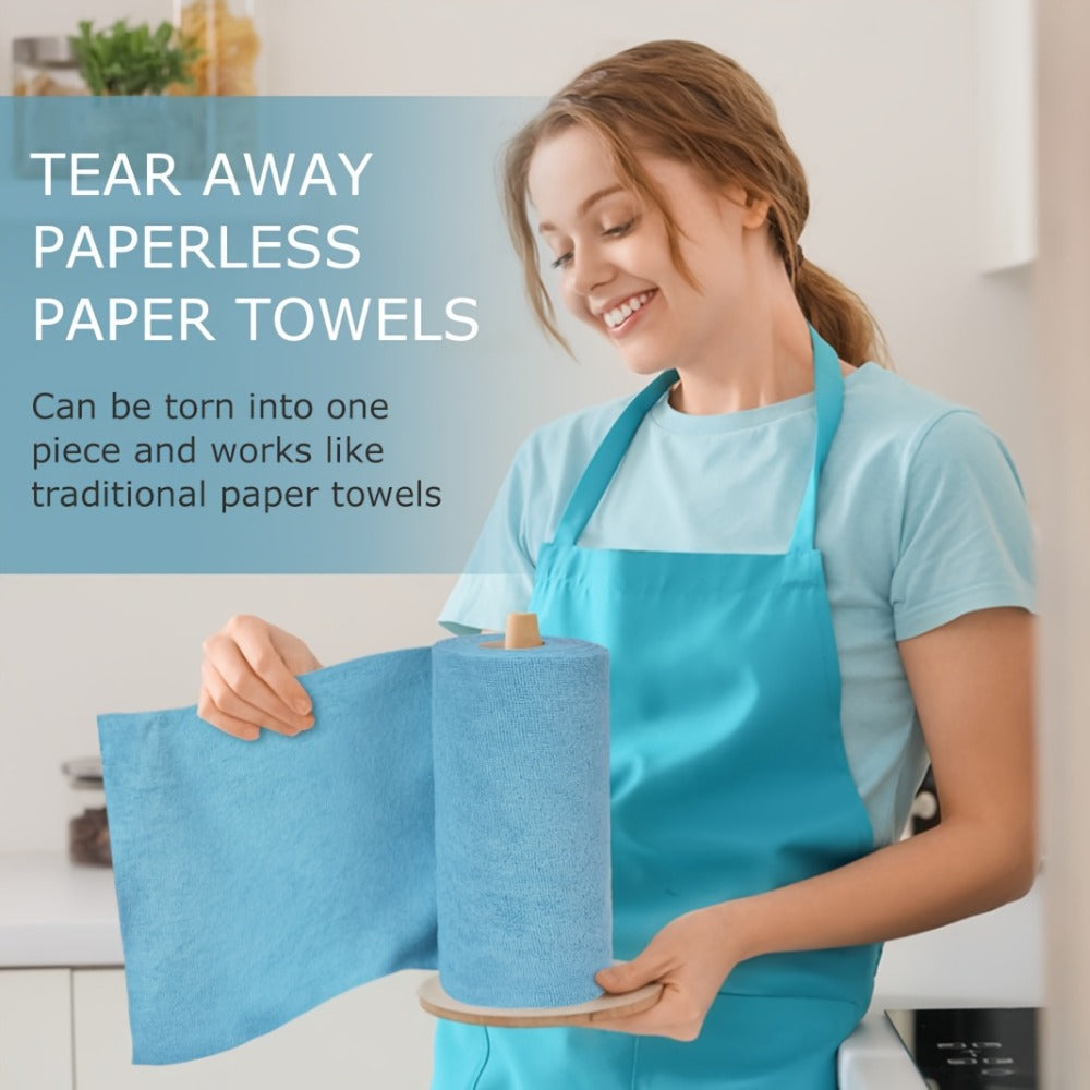 Microfiber Cleaning Cloths Reusable Paper Towel Roll Replacement ¨C Washable Absorbent Tear-Away Dishcloths for Kitchen, Bathroom & Car | Eco-Friendly Rags 50 or 100 Pack, 12x12 Inch