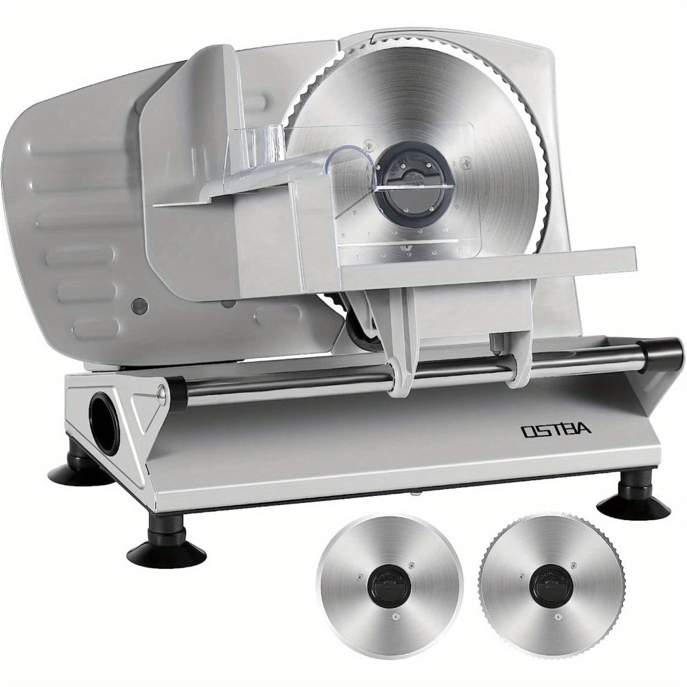 Electric Meat Slicer for Home Use ¨C Deli Food Slicer with 2 Removable Stainless Steel Blades, Adjustable Thickness, Food Carriage for Meat, Cheese & Bread