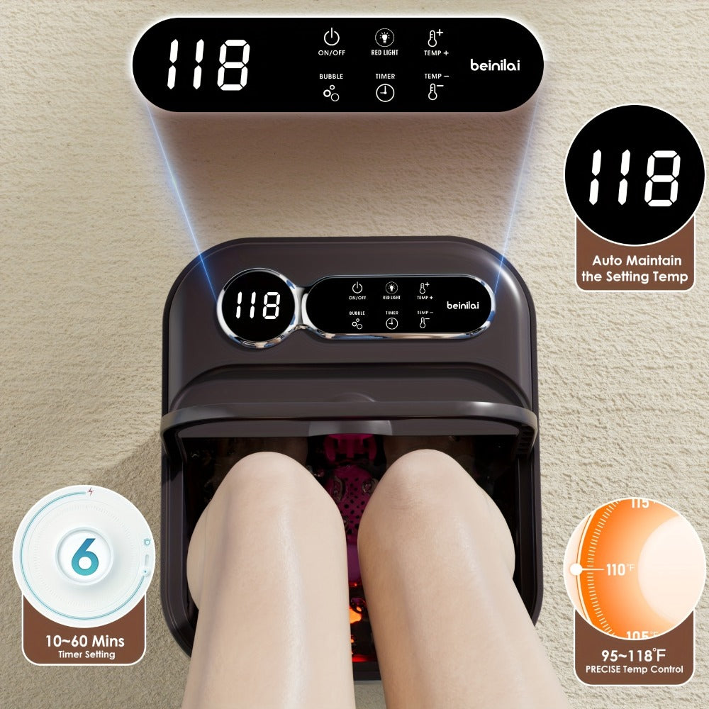 Foldable Foot Spa Bath Massager with Automatic Heating ¨C Temperature-Controlled Foot Soak Basin with Massage Rollers, Bubble Jets & Pedicure Kit, Collapsible Foot Bath for Home Relaxation & Gift