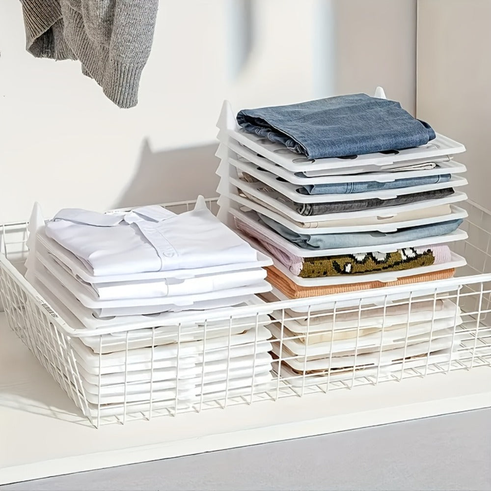 Foldable Stackable Clothes Folding Board Organizer for Shirts Pants Dresses ¨C Heavy-Duty Plastic, Space-Saving, Easy-Clean (15 or 30 pcs)