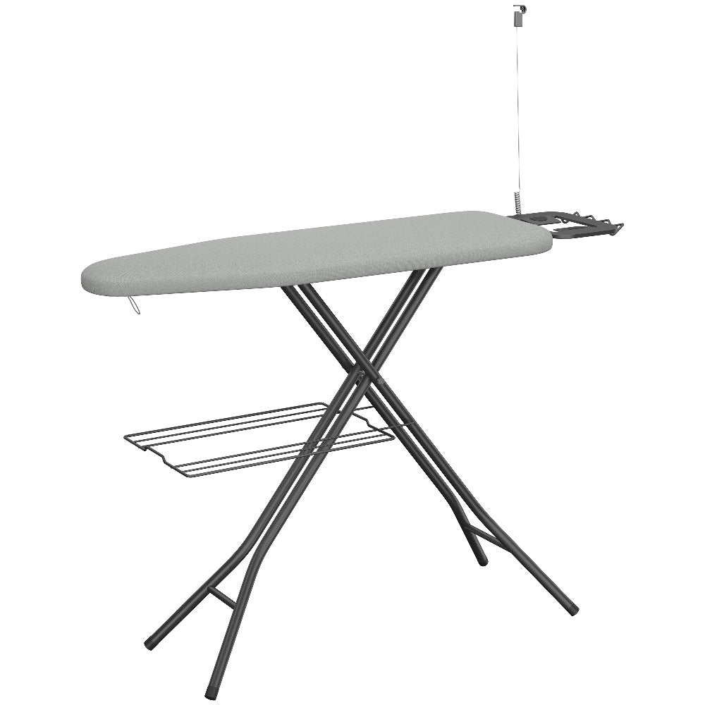 Ironing Board Full Size Foldable Height Adjustable with Clothes Rack Cord Holder 4-Layer Pad Heavy Duty Steel Legs for Laundry Room Living Room Dorm