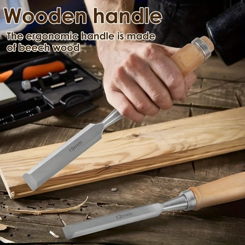 Wood Chisel Set 4pcs ¨C CR-V Steel Woodworking Chisels 6/12/18/24mm, Professional Wood Carving & Carpentry Hand Tools for Beginners and Experts