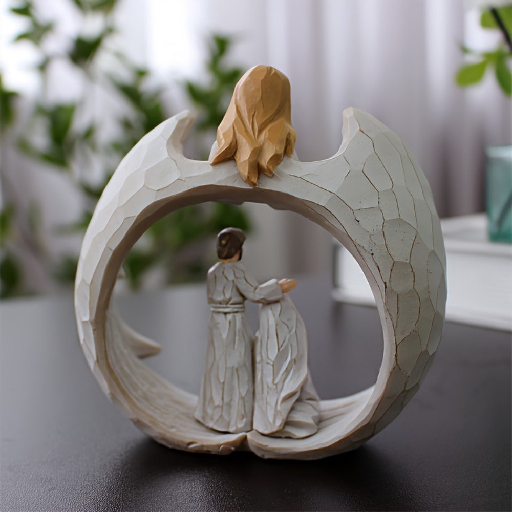 Nativity Scene Statue - Holy Family & Angel White Resin Figurine | Beautifully Crafted Religious Decor for Christmas, Easter & Holiday Indoor Decoration | Glam Faith Home Accent Gift