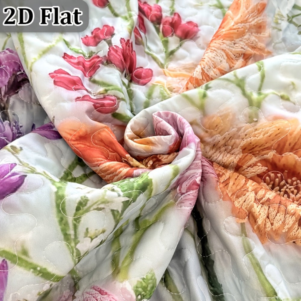 Comforter Set 2 3 Piece Colorful Floral Print Quilt with Pillowcases, Soft Breathable Hypoallergenic Machine Washable Quilted Bed Cover for Twin Full Queen King, Boho Flower Bedding Room Decor