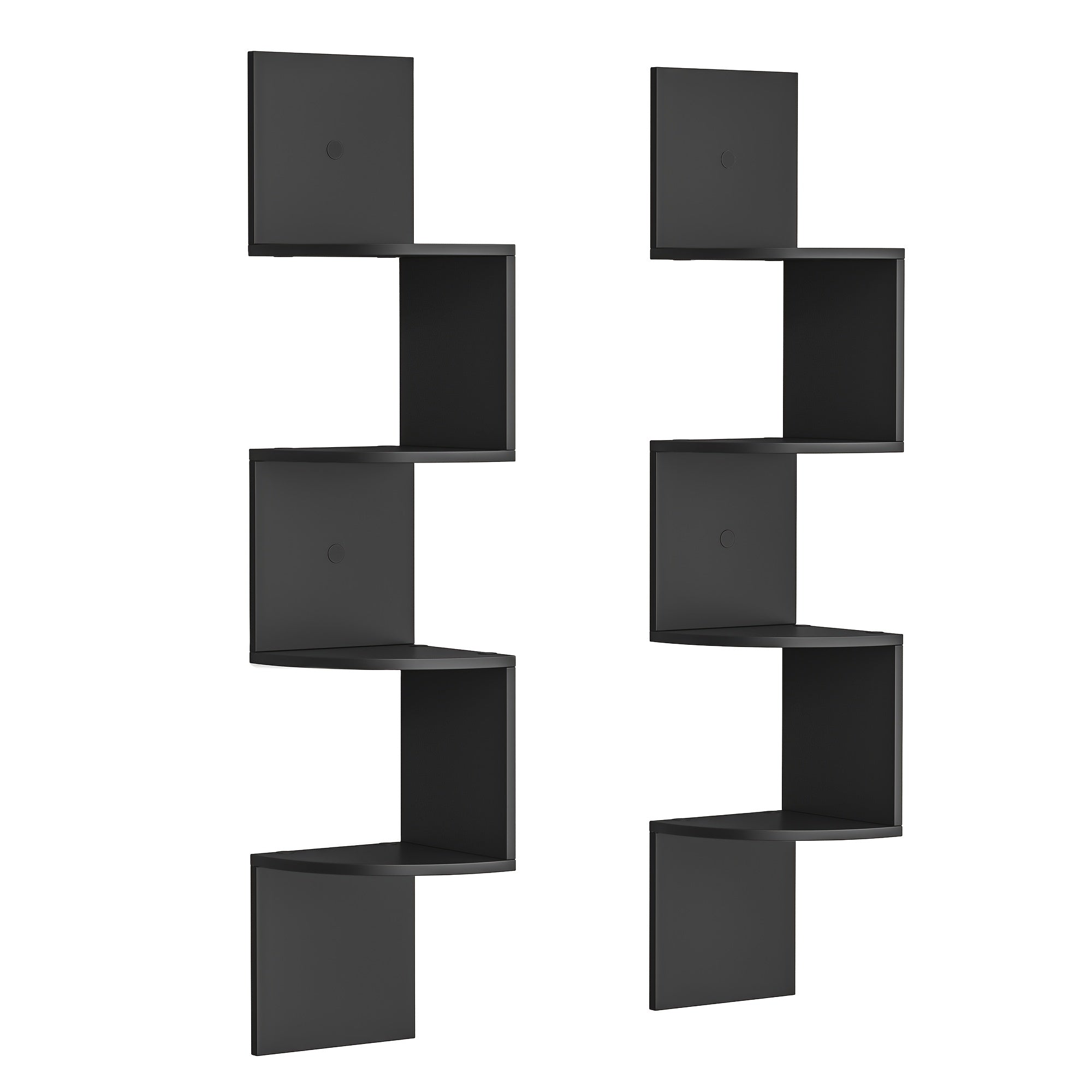 Corner Floating Shelf 5-Tier Wall Mount, Space Saving Storage Rack for Bedroom Living Room, Radial Display Organizer, Easy Install, 7.9¡±¡Á7.9¡±¡Á49.6¡±, Black White Brown Greige Beige