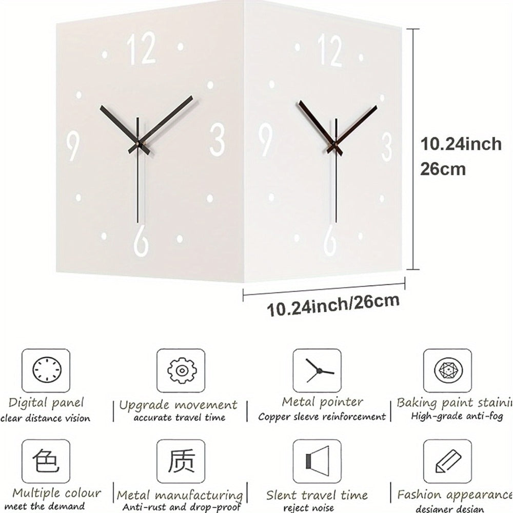 LED Wall Lamp with Motion Sensor Battery Operated Double Sided Pendulum Wall Light Modern Decorative Corner Clock Night Light for Bedroom Living Room Office White