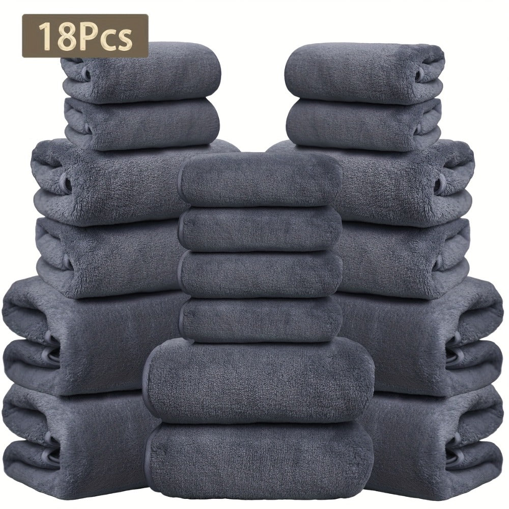 Coral Velvet Bath Towel Set 18pcs ¨C 4 Bath Towels 4 Hand Towels 10 Washcloths Hotel Quality Soft Absorbent