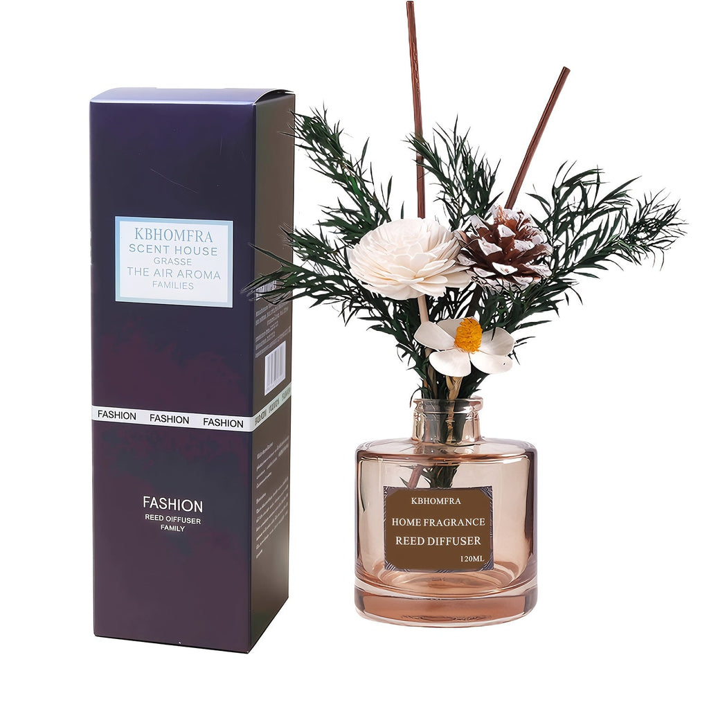 Reed Diffuser Set with Dried Flowers ¨C Jasmine, Cedar, Sandalwood & Gardenia Scents, 120ml 90-Day Long-Lasting Home Fragrance