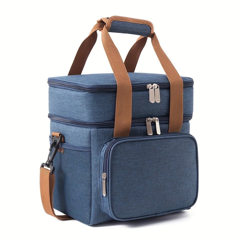 Insulated Lunch Bag with Shoulder Strap - Double Layer Leakproof Cooler Tote for Women Men Work Office School Picnic Beach Outdoor, Expandable Thermal Lunch Box Bag Keeps Food Cold or Hot, Lightweight Durable Design in Multiple Colors
