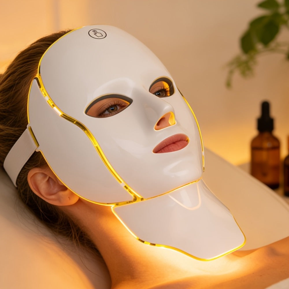 LED Light Therapy Facial Mask 7-Color USB Rechargeable ¨C Face Neck Anti-Aging Acne Rejuvenation Skincare Device, Beauty Instrument Gift for Women, Valentine's Day Mother's Day Birthday