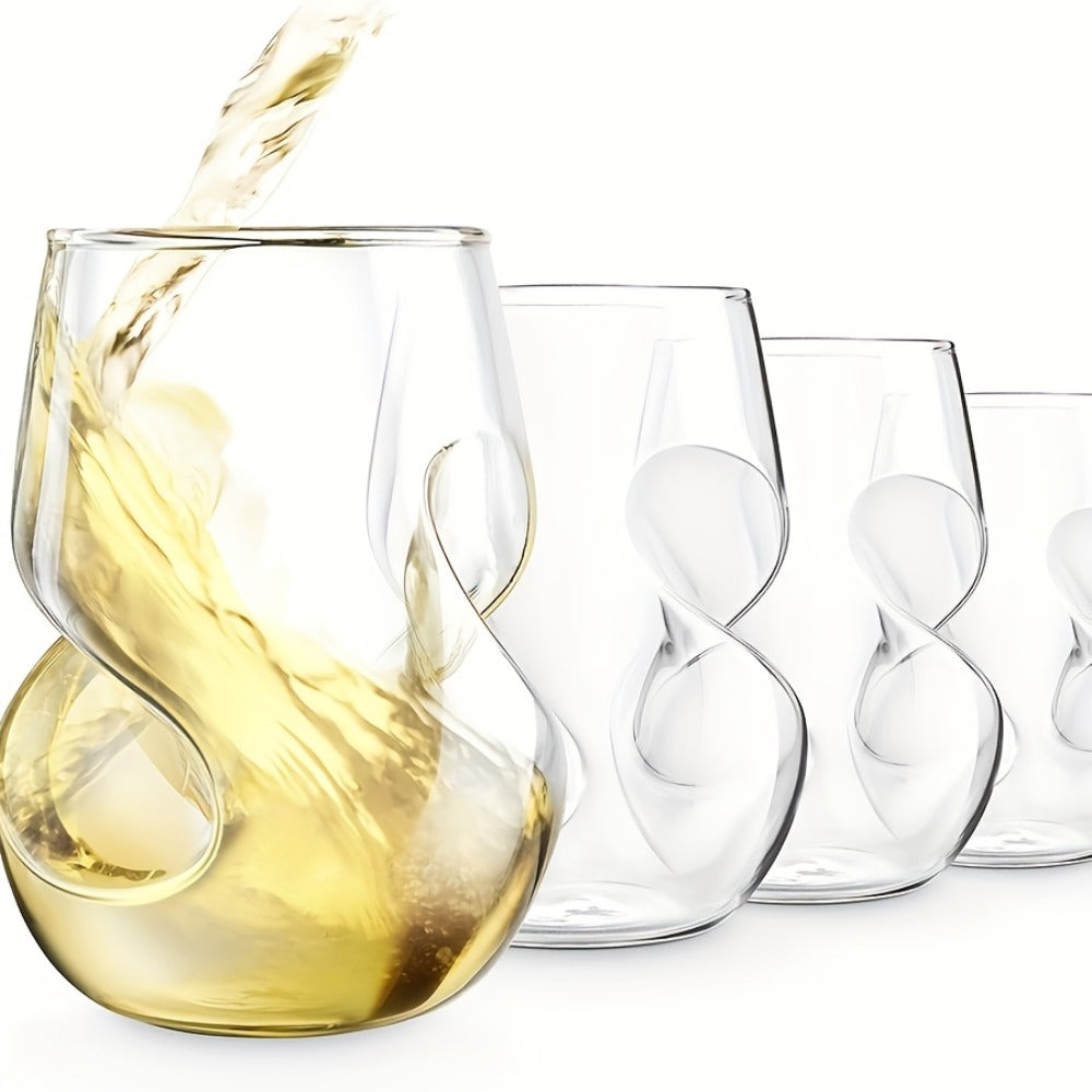 Geometric Twisted Cocktail Glasses 4 or 8 Pack ¨C 400ml Wide Mouth BPA-Free Borosilicate Glass ¨C Festive Drinkware for Whiskey, Beer & Tea ¨C Thanksgiving, Christmas, New Year & Oktoberfest