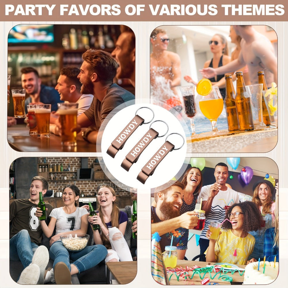 Cowboy Bottle Opener Party Favors 30pcs Bulk - Western Cowgirl Metal Keychain Opener Brown Wild West Rodeo Wedding Bridal Shower Souvenirs Gifts for Guests