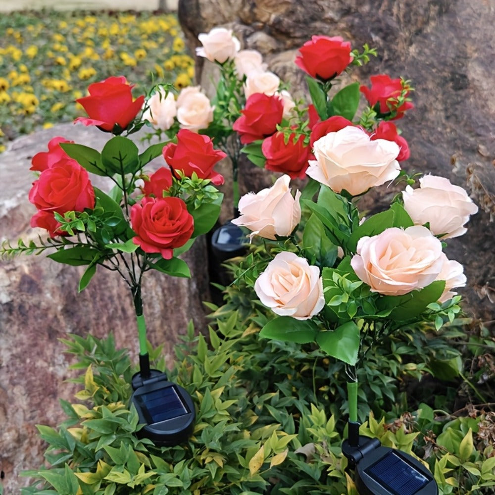 Solar Garden Lights Outdoor 2 Pack ¨C 14 Realistic Rose Stake Lights, Solar Powered Yard & Patio Decor