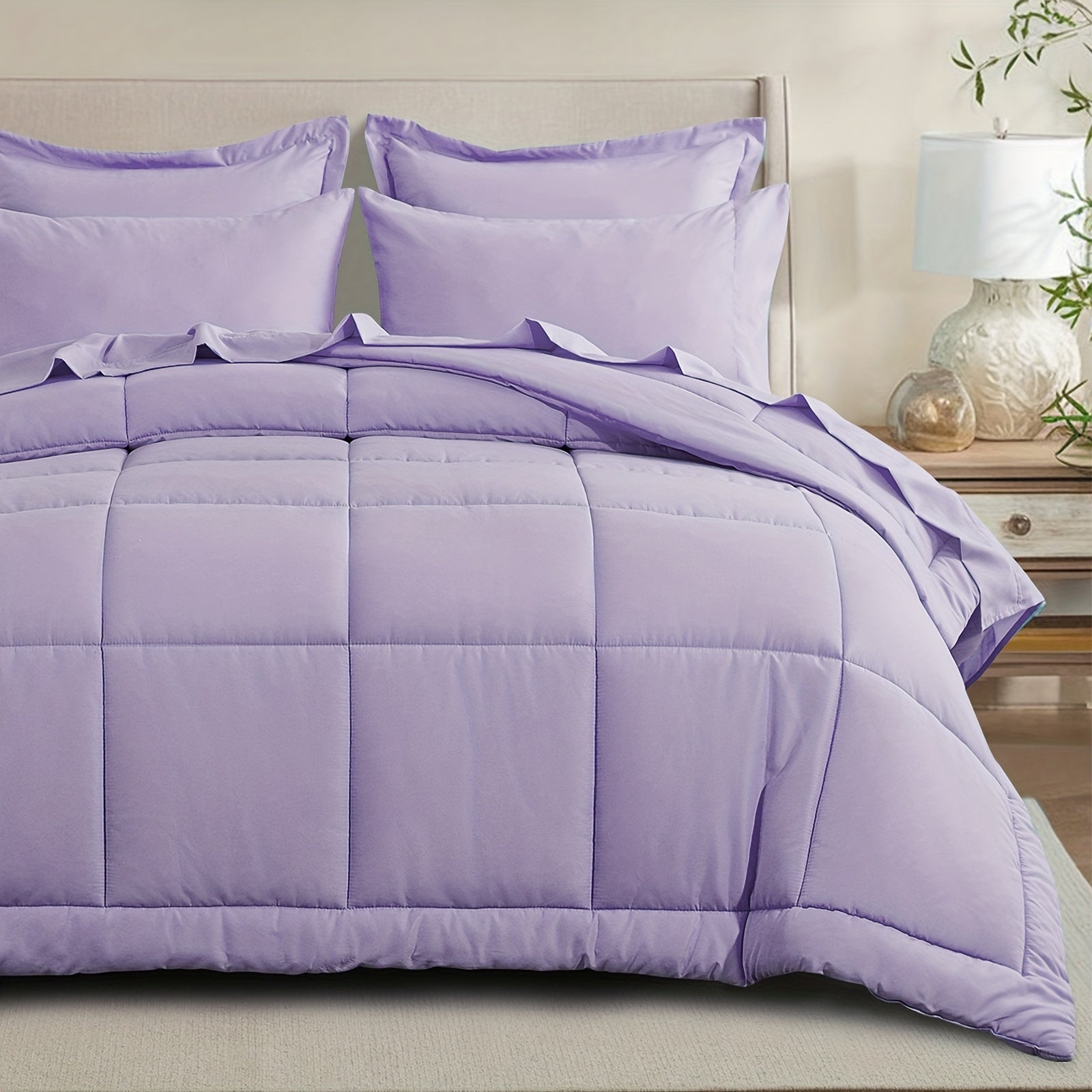 7 Piece Comforter Set Luxury Soft Fluffy Bedding All Season Bed in a Bag with Comforter Fitted Sheet Flat Sheet Pillowcases Hypoallergenic Breathable Easy Care Queen King Twin XL Full