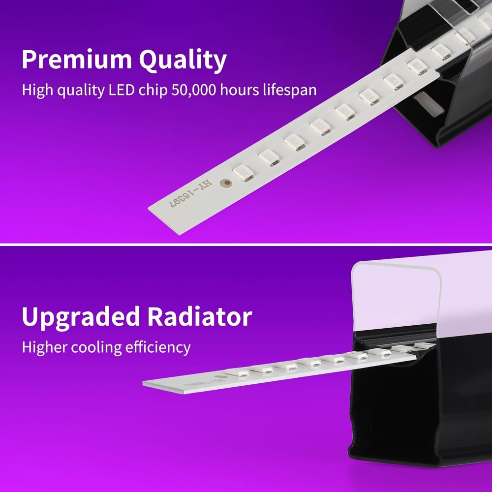 Black Light Bar UV LED Blacklight 10W 1ft - Magnetic UV Strip Light for Glow Party, Fluorescent Poster, Body Paint, Tapestry & Cabinet Display, 2/4/10/12/14 Pack Options