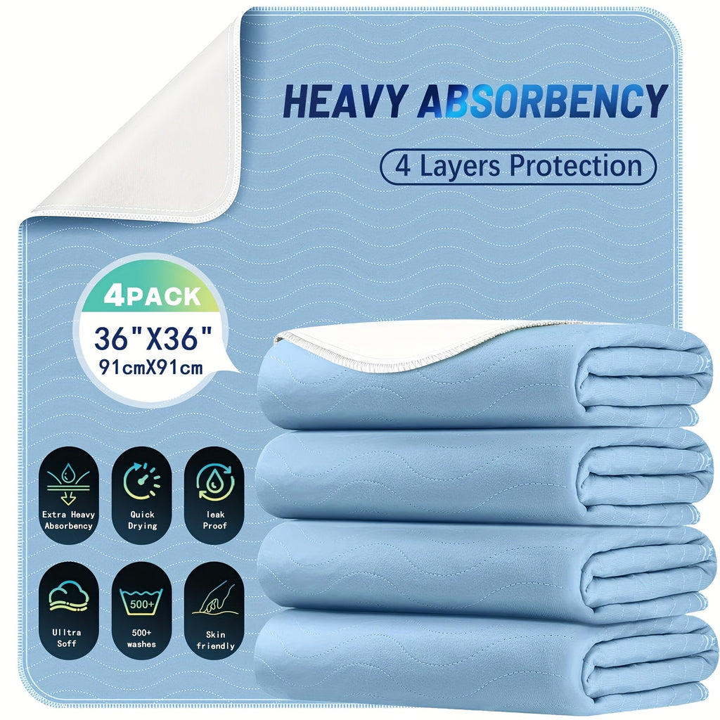 Washable Reusable Underpads 36x36 Inch Extra Heavy Absorbency Waterproof Bed Pads for Adults Kids and Elderly Quick Drying Leak-Proof Mattress Protector Pee Pads for Dogs and Puppies Couch Sofa Floor Protection