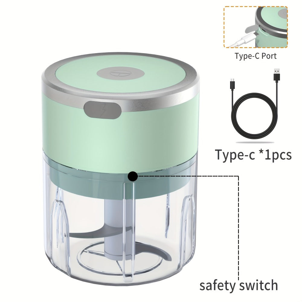 Mini Electric Garlic Chopper USB Rechargeable - Electric Food Chopper & Masher, Portable Garlic Crusher for Meat, Onion, Ginger & Herbs, 250ML / 8.45oz Kitchen Gadget in White, Green & Pink