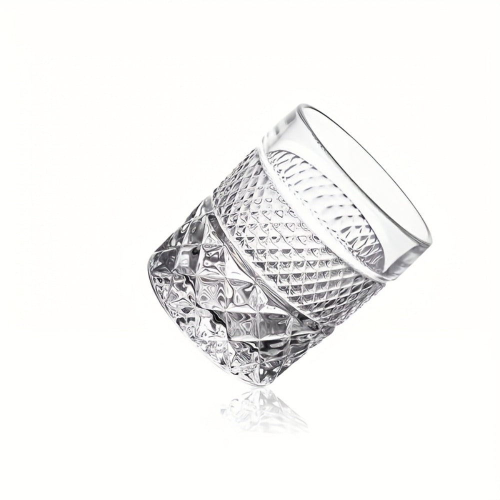 Italian Embossed Whiskey Glass ¨C Handcrafted XO Cocktail Tumbler | Aesthetic Roostertail Bar Beer Water Glass for Home Bar Gifting Party