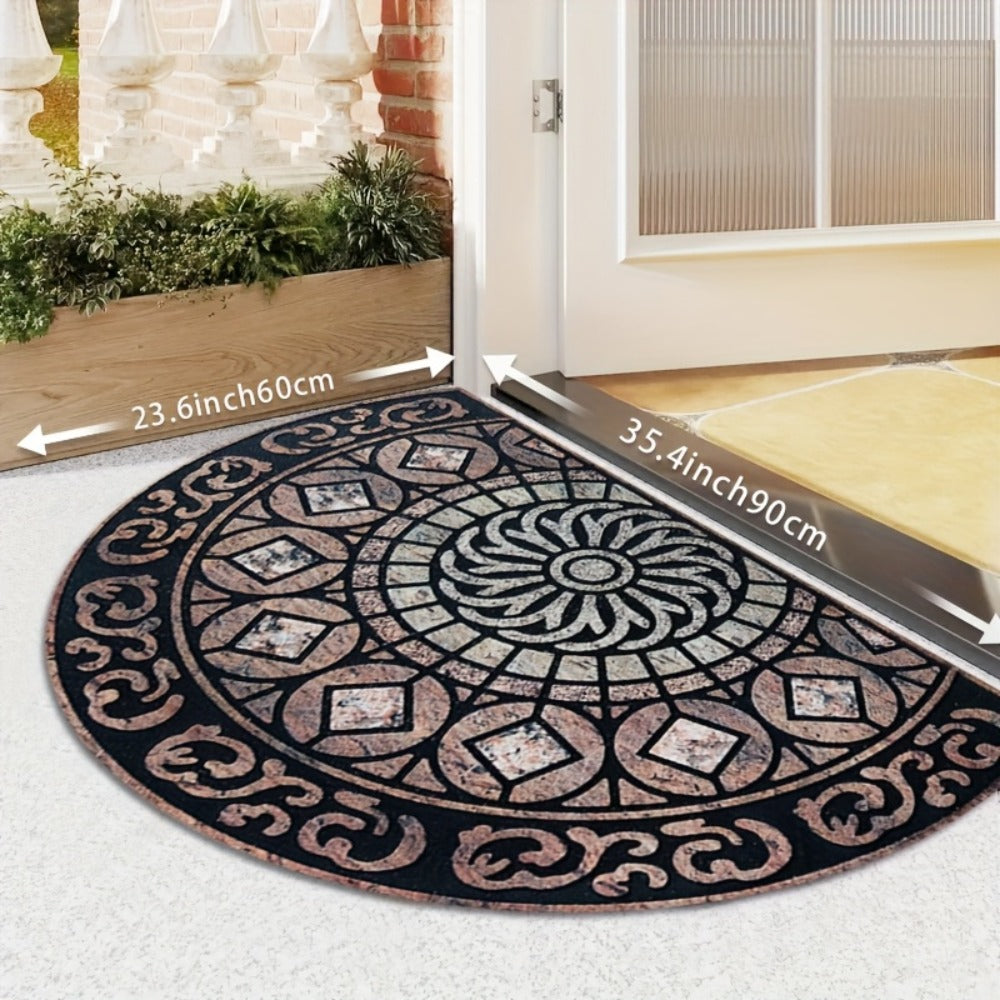 Outdoor Door Mat Heavy Duty Non-Slip Welcome Mat for Front Door Entrance Patio Porch, Durable Low-Profile Rug, Multiple Colors & Sizes, Light Blue Brown Dark Blue Gray Rainbow