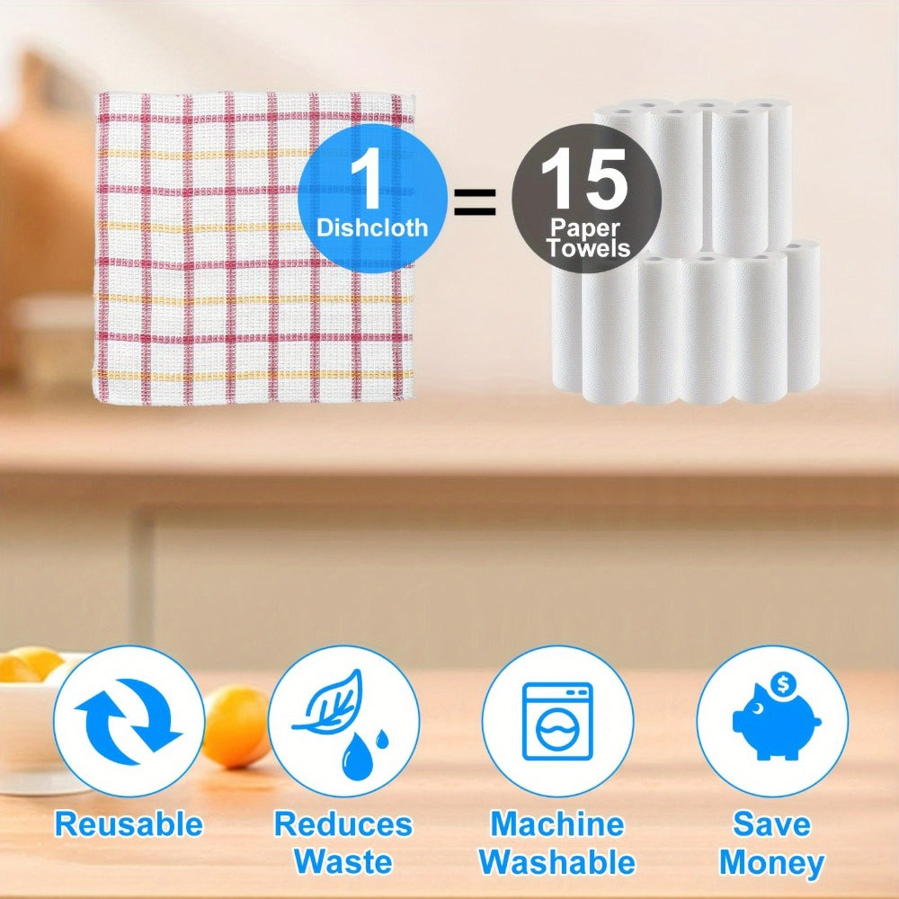 Kitchen Dishcloths Set 12 Pack - Soft Absorbent Reusable Cleaning Cloths, Quick Dry Square Dish Towels for Household, Car & Surface Wiping