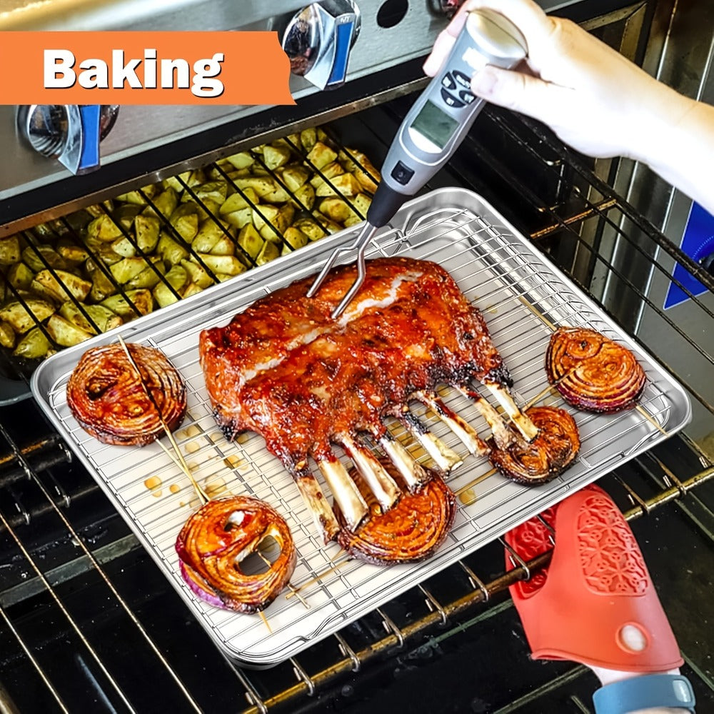 Cooling Rack 2pcs, Heavy Duty Carbon Steel Baking Rack for Cookies, Cakes and Roasting, Oven Safe Wire Rack for Grilling Turkey, Fits Standard Baking Sheet, for Home and Commercial Kitchen Use