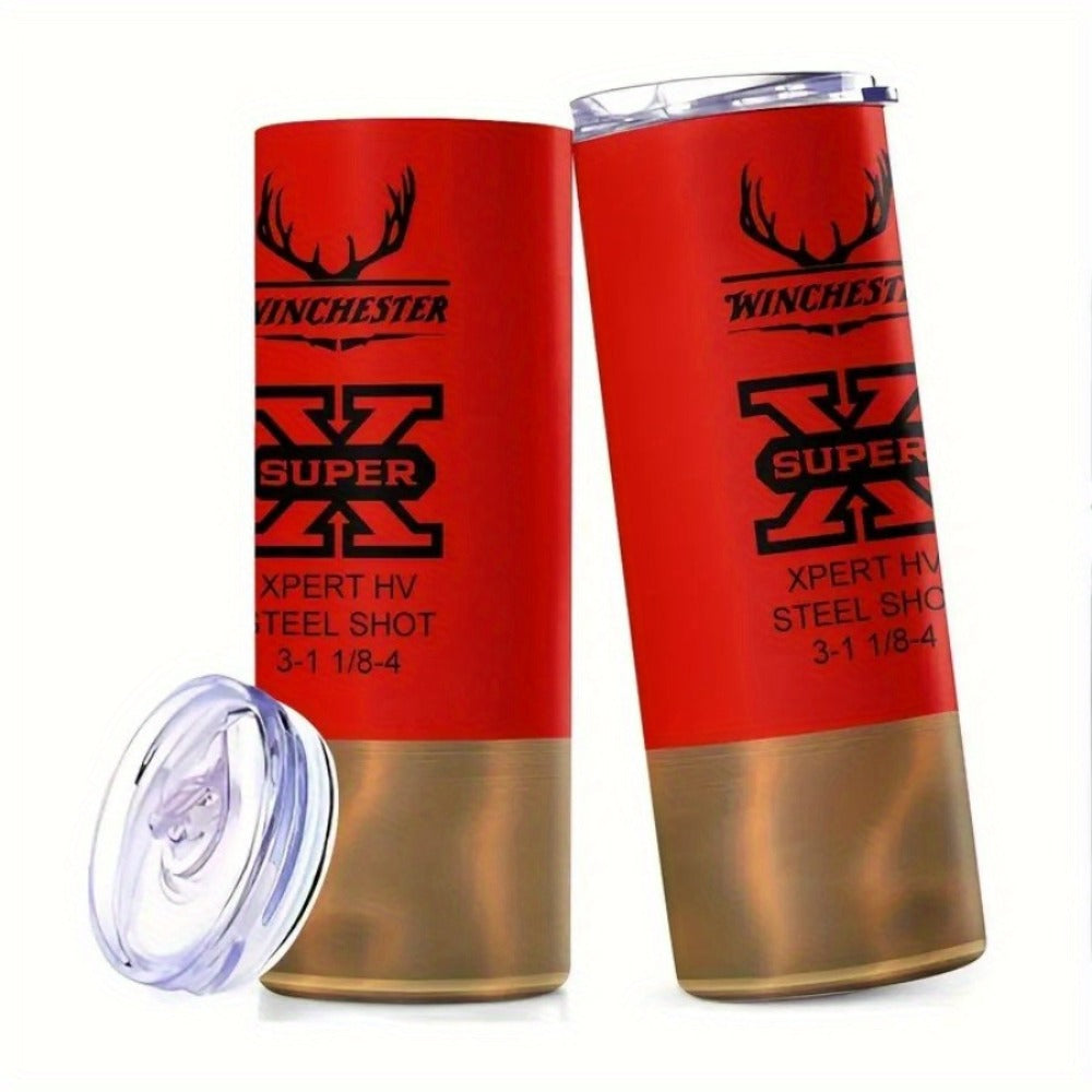 Hunting Tumbler 20oz Antler Bullet Graphic Stainless Steel Insulated Cup with Lid & Straw Travel Coffee Mug Hot Cold Drinks Gift for Men Birthday Father's Day