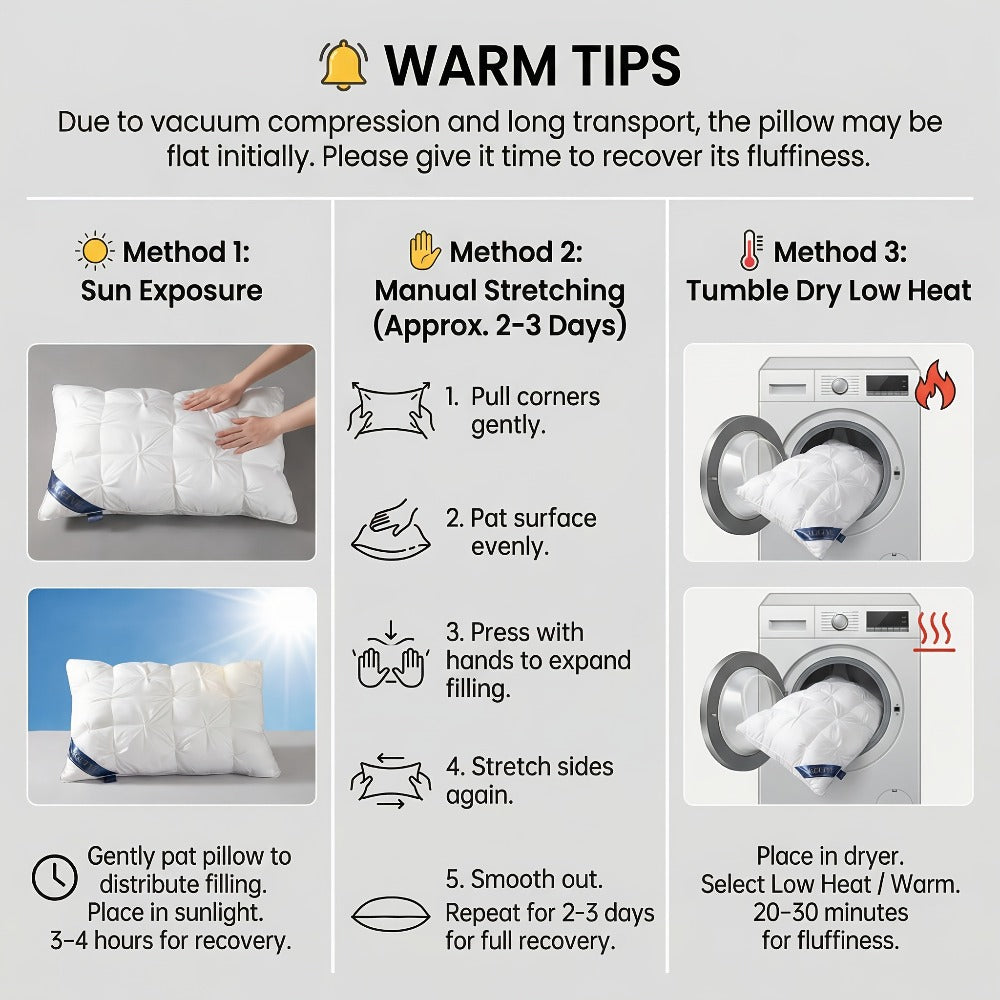 Luxury Hotel Pillows 2PCS, Cool Breathable Pillow Insert, Fluffy Resilient Neck Support, Soft Comfortable Sleeping Pillow, Queen King Size, White Black Navy Pink Gray Brown