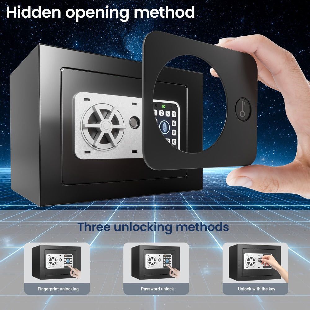 Fingerprint Safe Box with Password and Key Lock 0.3 0.8 1.13 1.71 Cu Ft Home Security Safe for Money Documents Passports Jewelry Bedroom Office Bedside Electronic Combination Lock Steel Safe
