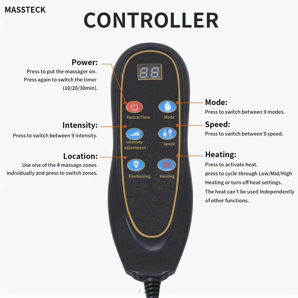 Massage Seat Cushion with Heat 9 Vibration Motors Triple Heating Pad Lumbar Traction Full Body Massager for Back Waist Hip Leg for Couch Chair Gift for Mom Dad Women Men