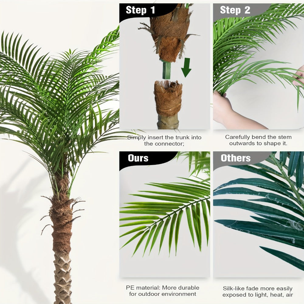 Large Artificial Palm Tree 7ft 8ft 9ft, UV Resistant Faux Tropical Palm Tree with Realistic Leaves for Outdoor Patio Garden Yard, Indoor Living Room Hotel Pool Sunroom Christmas Decor