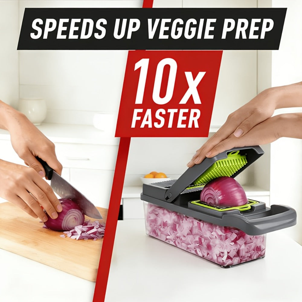Vegetable Chopper 18-in-1 Multifunctional Food Chopper & Mandoline Slicer with Container ¨C Onion Dicer, Adjustable Cutter for Kitchen Meal Prep, Gray