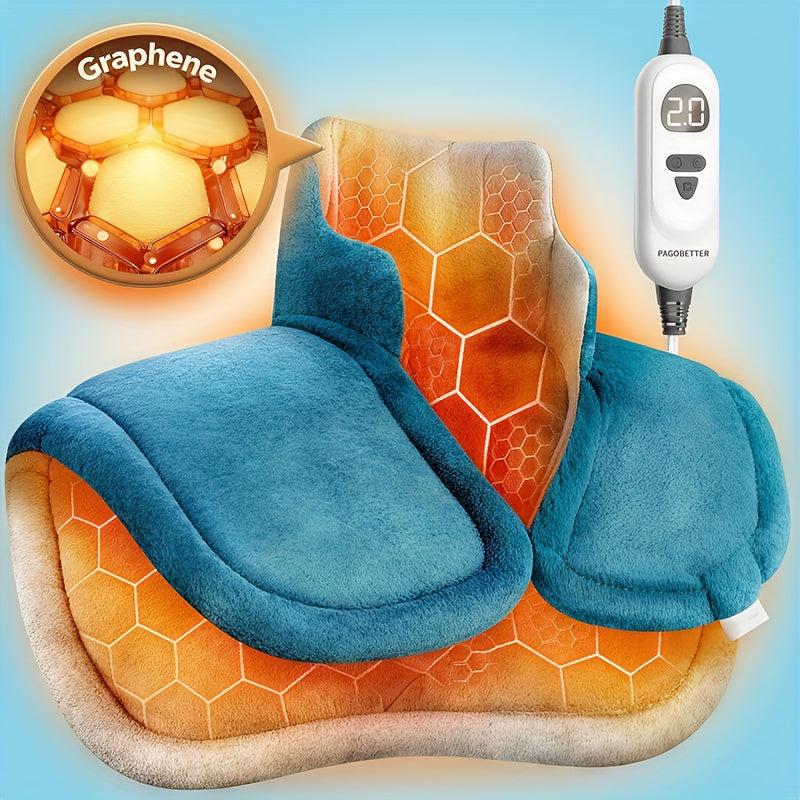 Heating Pad for Neck & Shoulders ¨C 130W Graphene Weighted Electric Pad, 6 Heat Settings, 4 Timers, Auto Shut-Off, Machine Washable