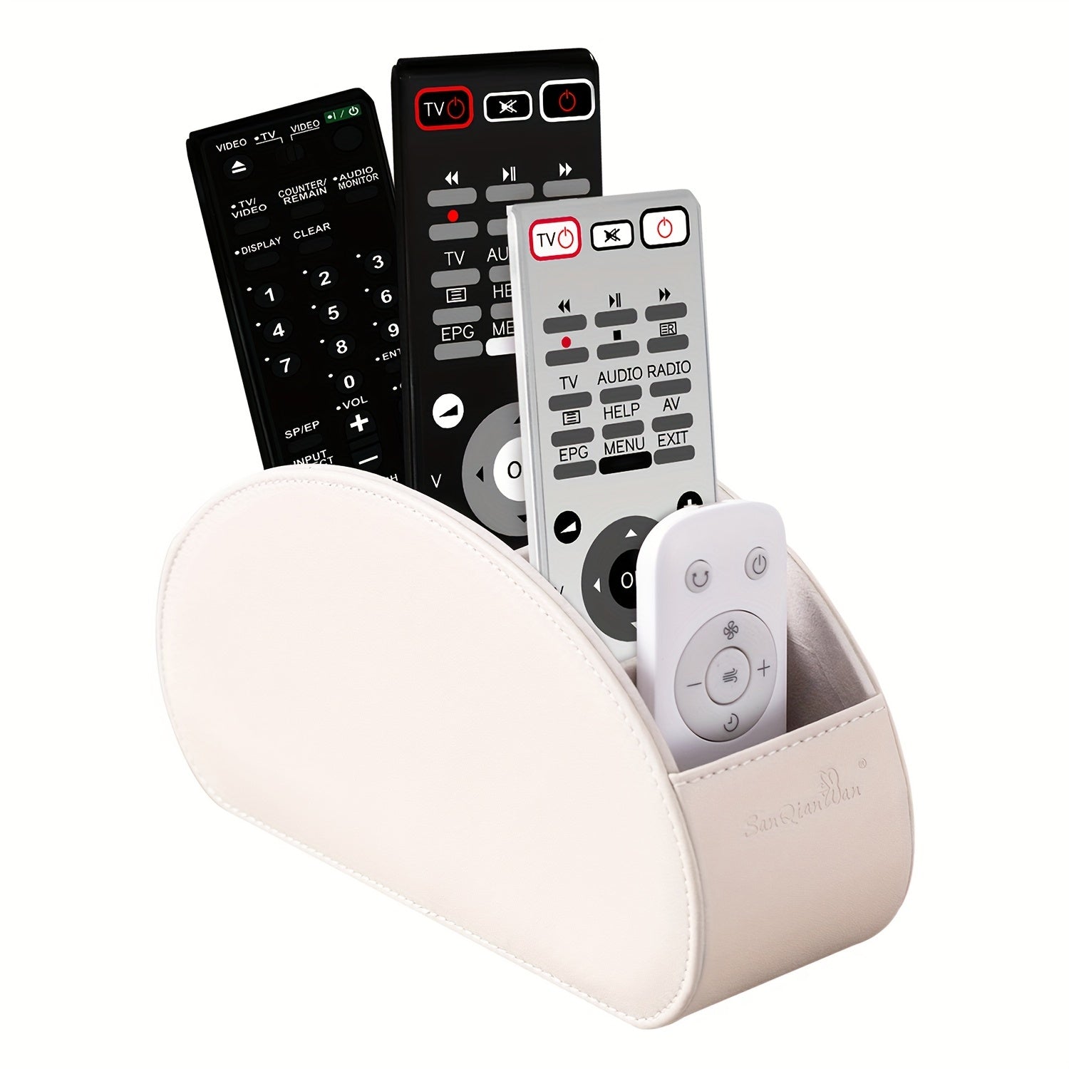 5-Compartment PU Leather Desk Organizer Remote Control Holder Storage Caddy for Office Supplies, Brushes, Pencils & Glasses
