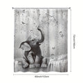 Shower Curtain Set Funny Elephant Bathroom Decor with Hooks Anti-Slip Floor Mat Toilet U-Shaped Mat African Wildlife Bath Decor Gray