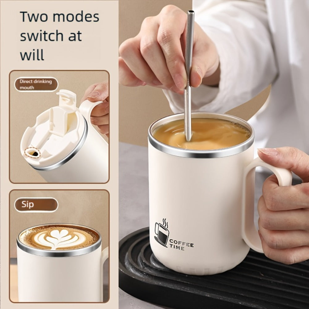 Stainless Steel Travel Mug Valentine's Letter Print Double Wall Insulated Coffee Cup Leak-Proof Lid 500ml Office Home Travel
