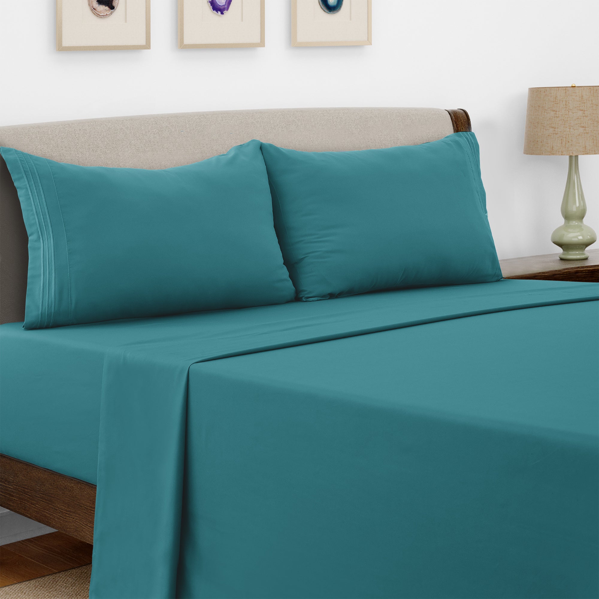 Microfiber Bed Sheet Set 4 Piece - Soft Breathable Deep Pocket 16 inch Fitted Sheet, Flat Sheet & Pillowcases, Wrinkle Fade Resistant Bedding for All Seasons Twin Twin XL Full Queen King Cal King, 24 Colors