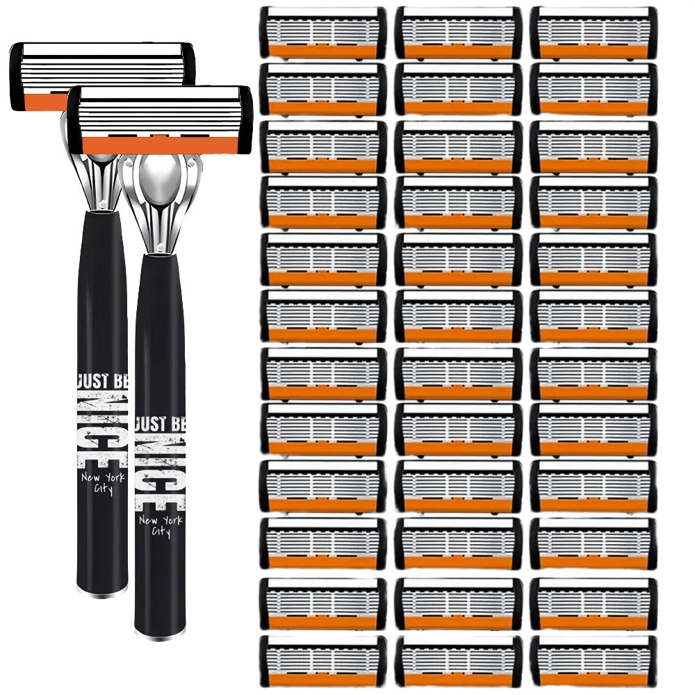 Men's Safety Razor Set with Replacement Blades - Non-Slip Handle Double Edge Razor for Shaving & Beard Grooming, Perfect Gift for Men