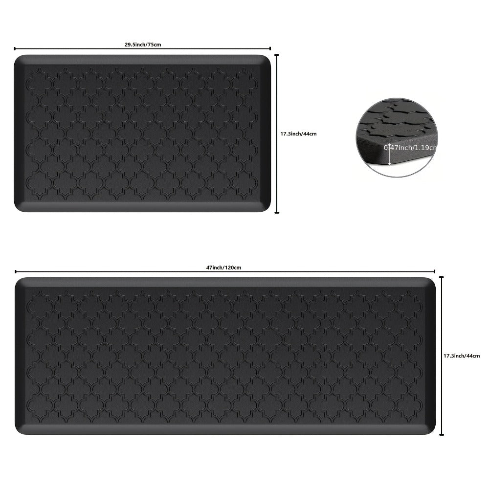Anti-Fatigue Kitchen Floor Mat ¨C Cushioned PVC Foam Non-Slip Ergonomic Standing Mat for Kitchen, Office, Sink & Laundry, 2 Sizes ¨C Gray & Black