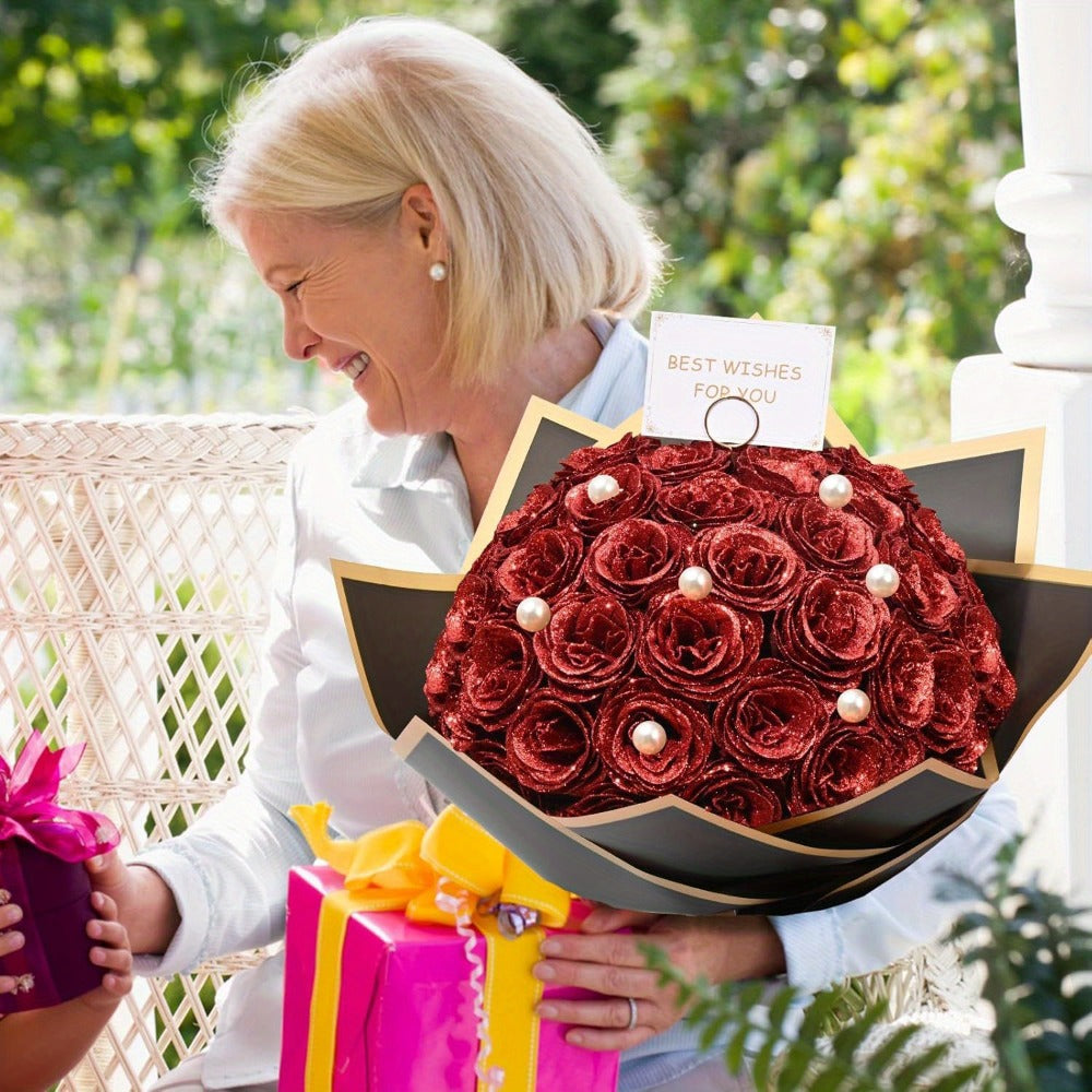 Artificial Flash Rose Bouquet 24/36 Pcs ¨C Simulation Shiny Fake Roses for Wedding, Engagement, Anniversary & Holiday Decorations, Multiple Colors