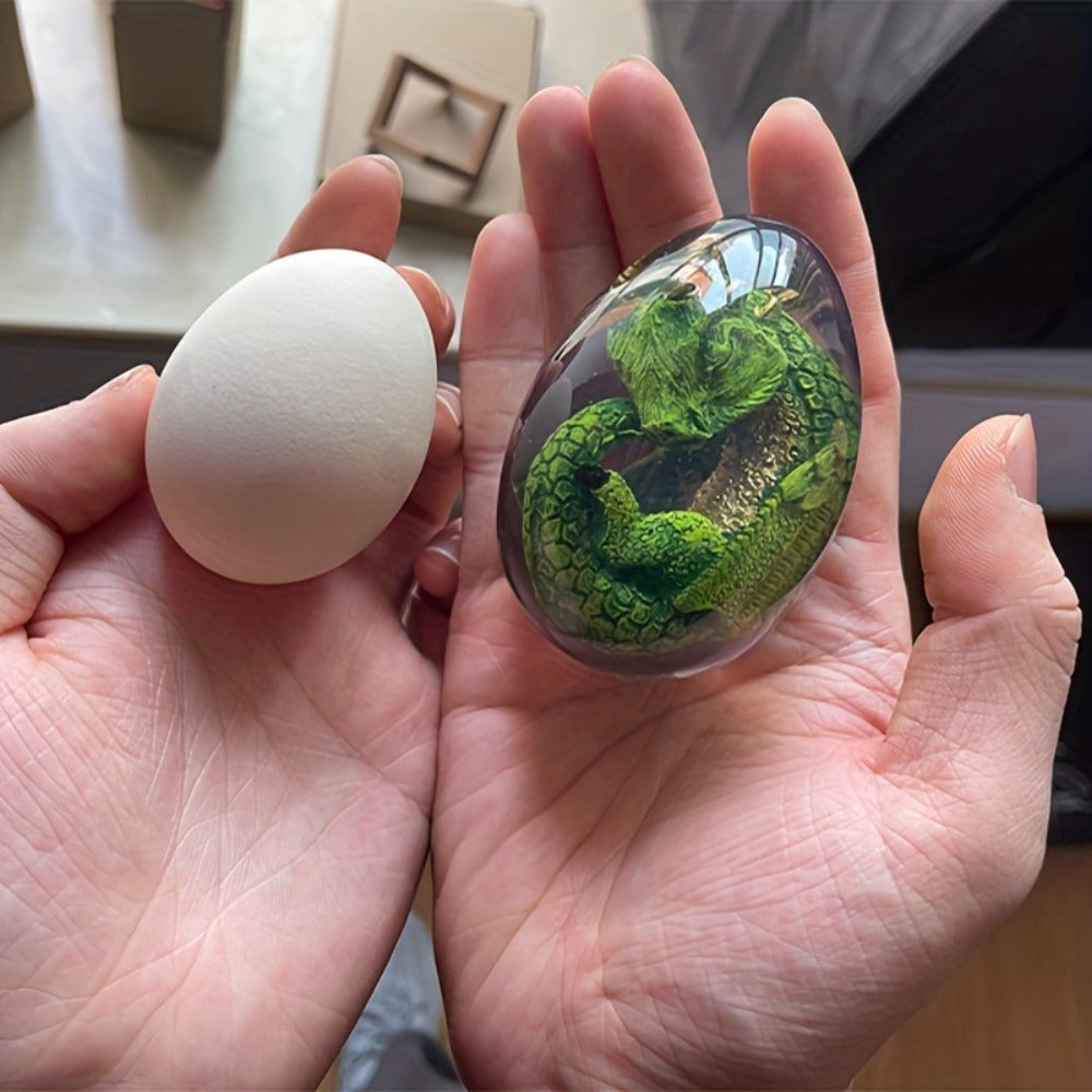 Dragon Egg Statue Transparent Resin Dragon Egg Figurine Dinosaur Souvenir Collectible Craft for Home Decor Desktop Display Birthday Christmas Halloween Gift Red Purple Green Blue