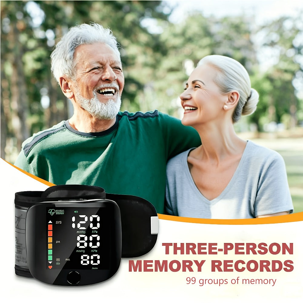 Wrist Blood Pressure Monitor with Large LCD Display ¨C Portable Digital BP Machine with Adjustable Cuff, Pulse Rate Detection & One-Button Operation for Home Use