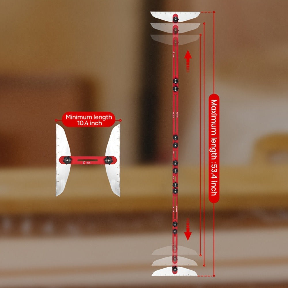 Stair Tread Gauge Template Tool Jig Stair Tread Shelf Measuring Layout Tool for Cutting Perfect Stairs Woodworking Carpentry Construction DIY Projects Gift for Contractor Red