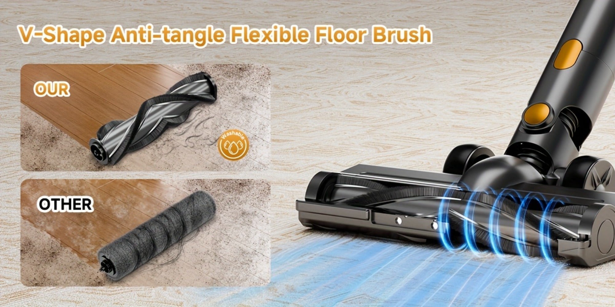 Cordless Stick Vacuum Cleaner 60Kpa 55-Min Runtime - Anti-Tangle Lightweight Handheld Vacuum for Hardwood Floor Carpet Pet Hair Corded Cordless 2200mAh Battery