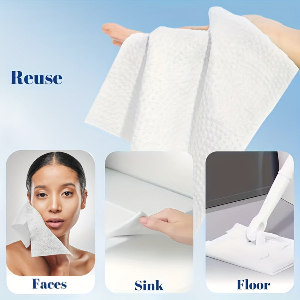 Disposable Face Towels Jumbo Ultra-Soft Extra Thick ¨C Highly Absorbent Dry Wet Dual-Use Facial Wipes for Makeup Removal, Facial Cleansing, Spa & Travel, All Skin Types, 50 / 100 / 150 Sheets per Pack