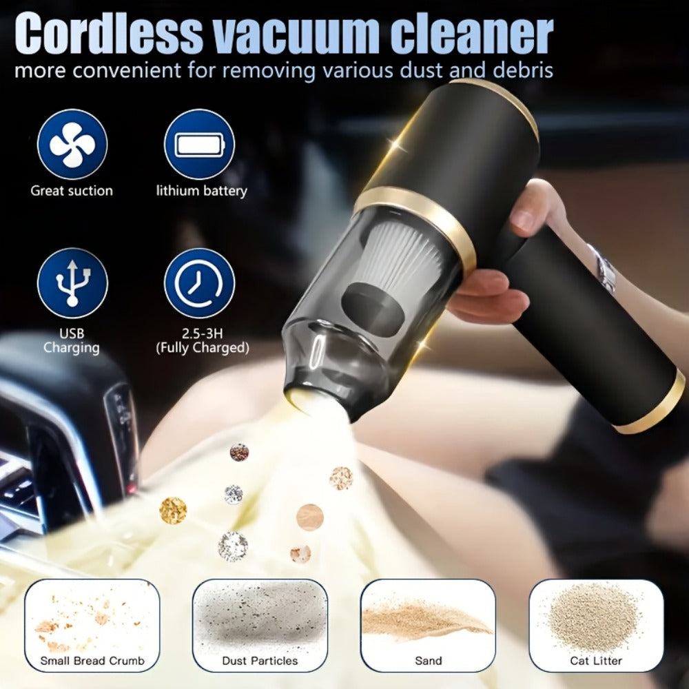 2-in-1 Handheld Vacuum Blower USB Rechargeable Cordless Mini Vacuum Cleaner Blow Suction Mode with Filter Dust Cup for Home Car Office Keyboard Lightweight