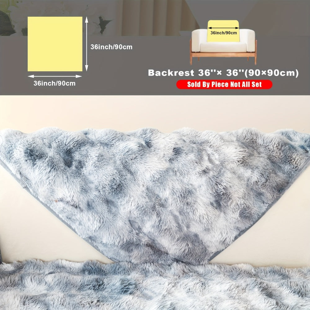 Plush Sofa Cover Faux Lamb Thick Fluffy Couch Slipcover Pet Friendly Machine Washable Gradient Color Polyester Furniture Protector for Armchair Single Double Triple Sofa Living Room Home Decor